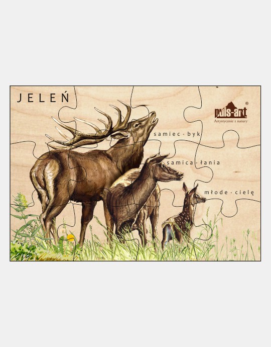 Puzzle drewniane - Rodzina jeleni